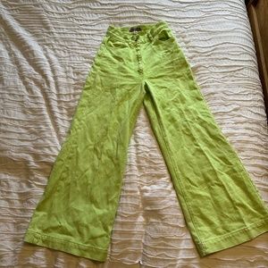 Urban Outfitters Lena Wide Leg Pant SZ 24 Faded Lime Green Wash